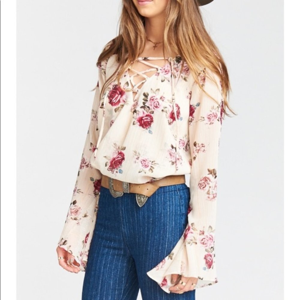 Show Me Your Mumu The Zuko Floral Top Gold Threads Size Medium